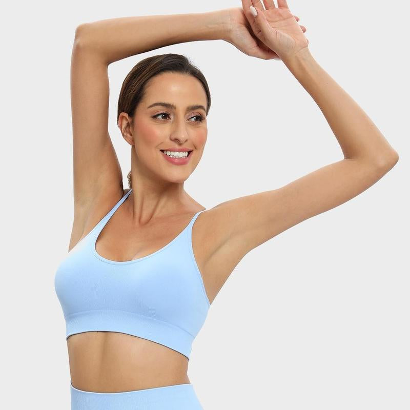 RUNNING GIRL Sports Bras for Women,Sexy Crisscross Back Seamless Padded Sports Bra Medium Support with Removable Pads