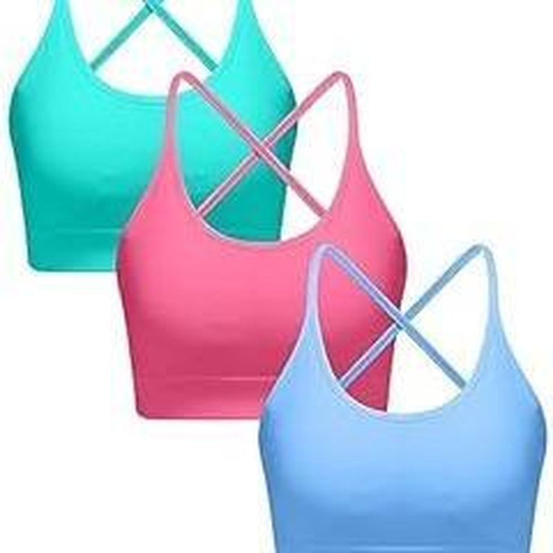 RUNNING GIRL Sports Bras for Women,Sexy Crisscross Back Seamless Padded Sports Bra Medium Support with Removable Pads