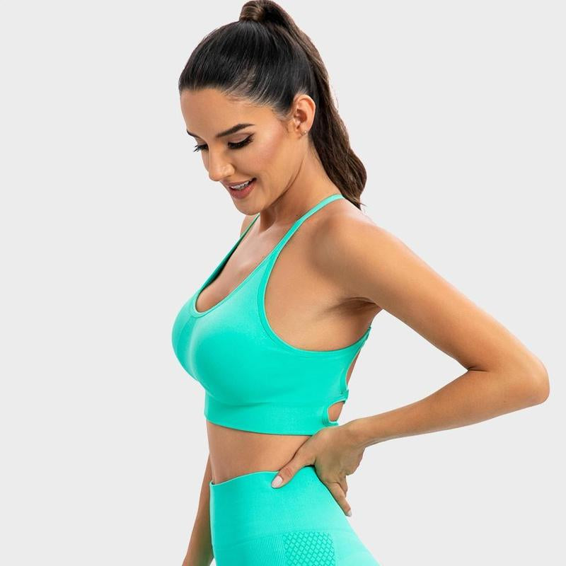 RUNNING GIRL Sports Bras for Women,Sexy Crisscross Back Seamless Padded Sports Bra Medium Support with Removable Pads