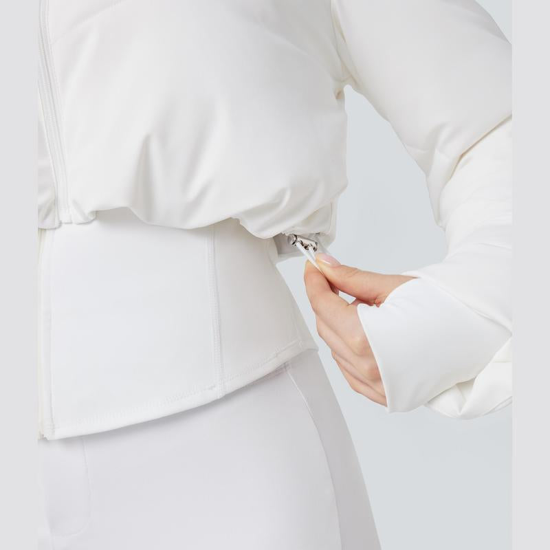 Halara 3-In-1 Stand Collar Casual Cropped Puffer Coat & Thumb Holes Curved Hem Jacket with Pocket